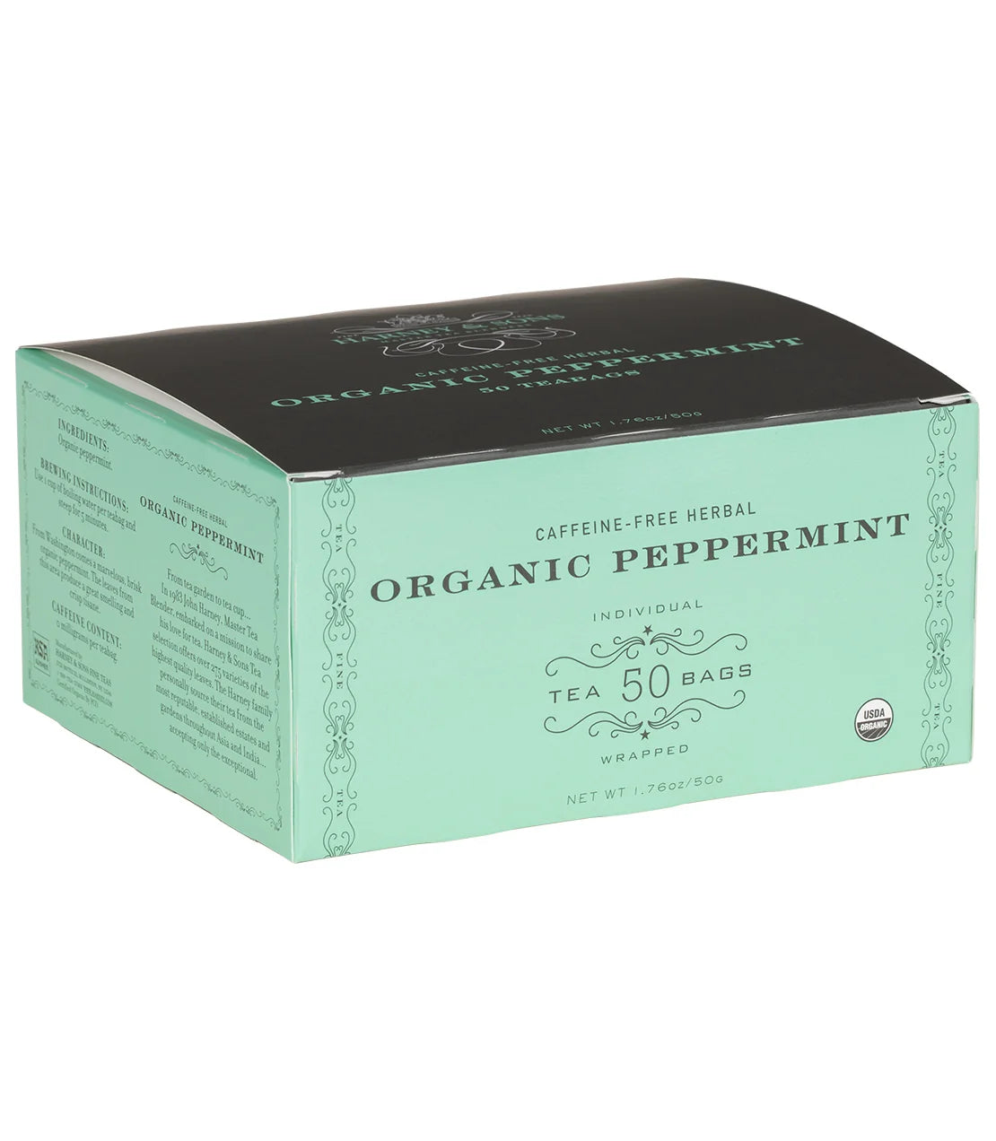 Organic Peppermint Herbal, Box of 50 Wrapped Teabags