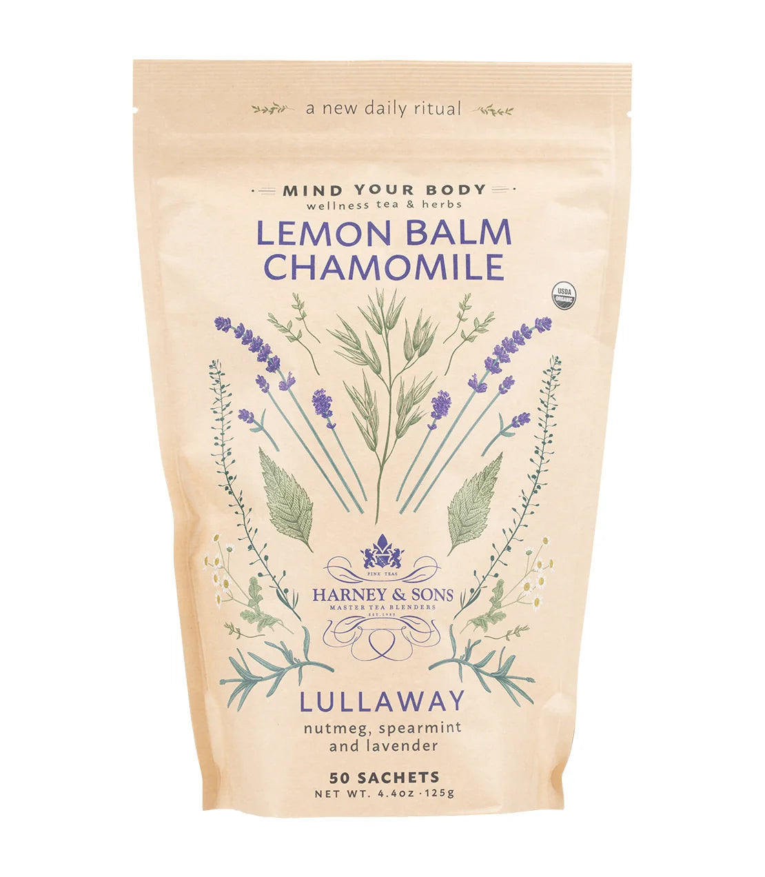 Organic Lemon Balm Chamomile, Bag of 50 Sachets