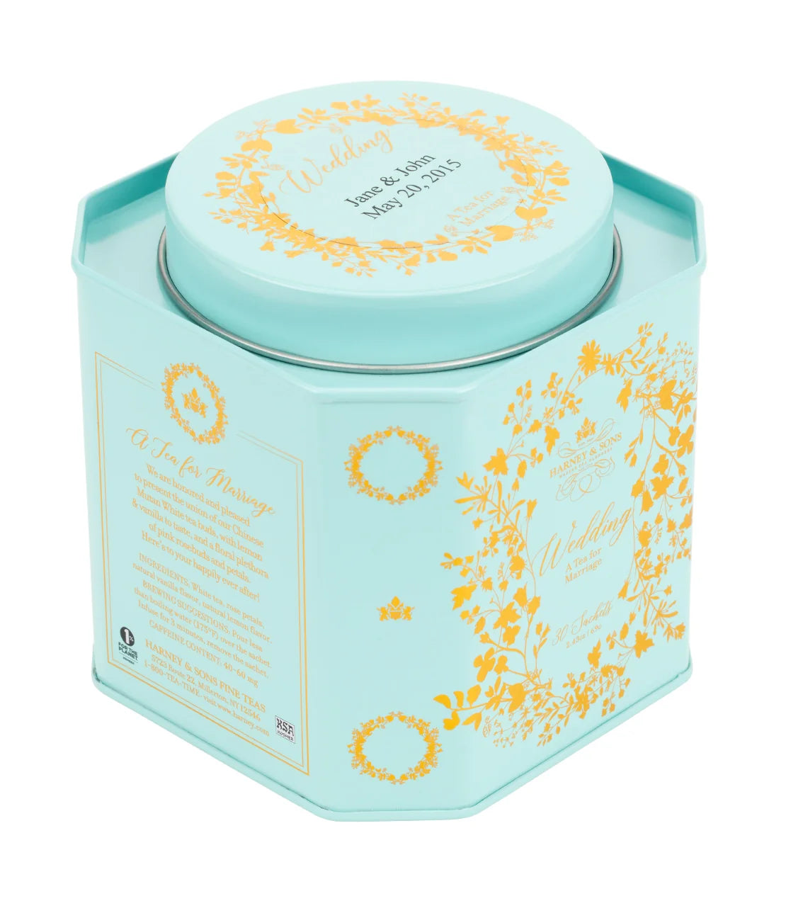 Wedding Tea, Personalized Tin of 30 Sachets